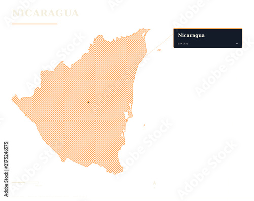 Nicaragua Map Vector Capital City Highlighted Flat Design Infographic