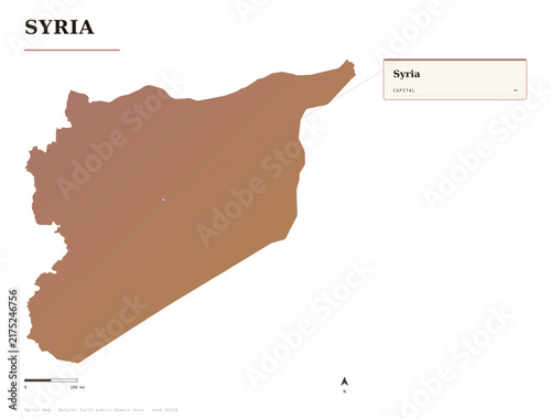 Syria map vector illustration with capital city marked isolated