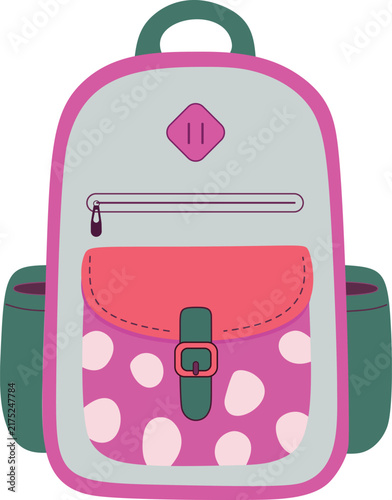 School Backpack Cute Pink Vector