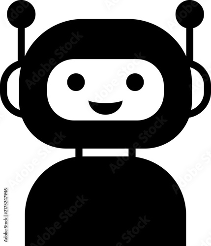 cute ai robot character vector outline