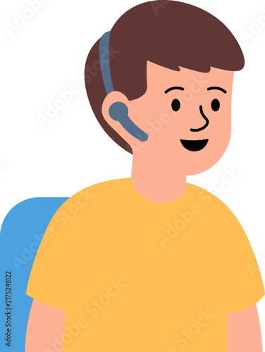 student boy wearing headset illustration vector shape