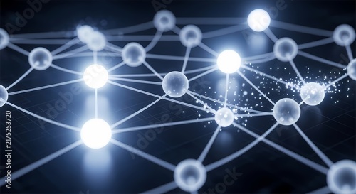 Abstract Digital Network Connection with Glowing Nodes and Interconnected Lines for Data and Technology Concepts