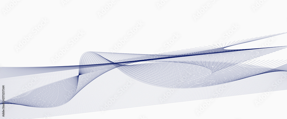 Fototapeta premium Abstract Blue Wave Lines Background With Flowing Linear Pattern For Technology And Design