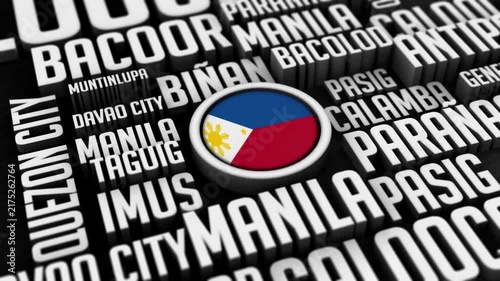 Philippines Cities Word Cloud Typography Animation