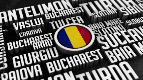 Romania Cities Word Cloud Typography Animation
