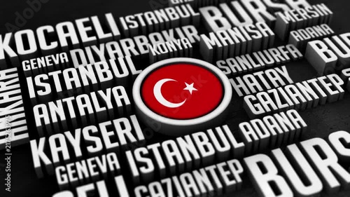Turkey Cities Word Cloud Typography Animation