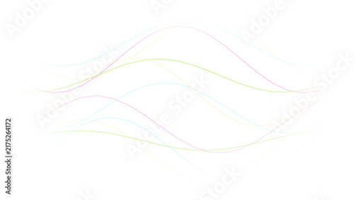 Colorful wavy lines in pink, yellow, green, and blue, isolated on a white background, for dynamic and abstract
