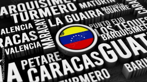 Venezuela Cities Word Cloud Typography Animation