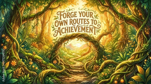 Enchanting Forest Path with Inspirational Quote 