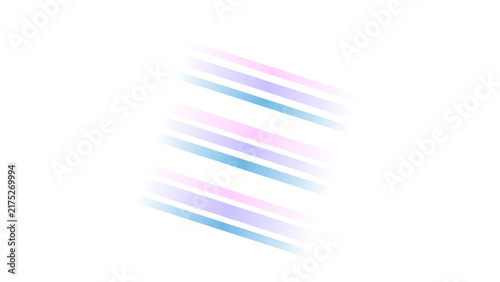 Abstract composition featuring diagonal parallel stripes in shades of light blue, purple, and pink on a white background, isolated