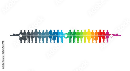 Diversity and Inclusion Spectrum with Rainbow People Silhouettes