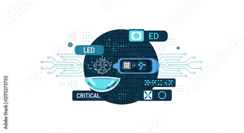 Futuristic Digital Data Technology and Cybersecurity Network Interface Vector Illustration