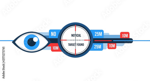 Abstract Data Analytics Infographic with Eye and Crosshair Concept for Digital Marketing and Precision Targeting