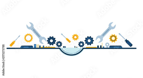 Industrial Maintenance and Engineering Repair Concept with Tools and Gears