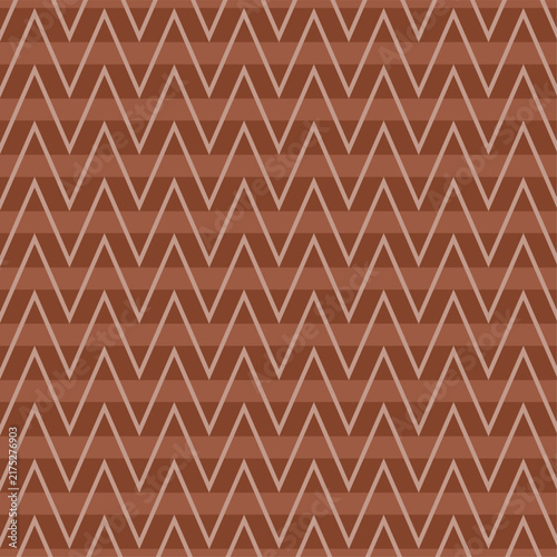 Earthy brown and taupe zigzag and horizontal stripes seamless pattern. Classic geometric retro background texture for mid-century wallpaper, autumn fabric print, and modern packaging vector.