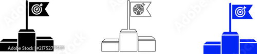 Fotografie Podium with small flag icons showing first, second, third place isolated on tran