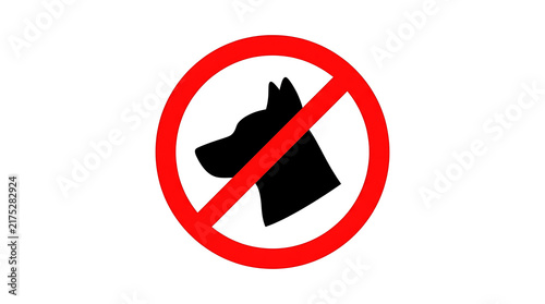 Naklejka Prohibited dog icon with black silhouette