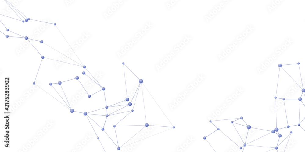 Fototapeta premium Abstract network structure with interconnected blue dots and lines, suggesting digital communication and data flow.