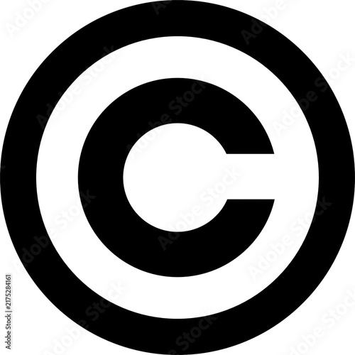 Solid black copyright symbol inside a circle, isolated on a transparent background. Minimalist vector icon representing intellectual property rights, legal protection, authorship, and ownership.