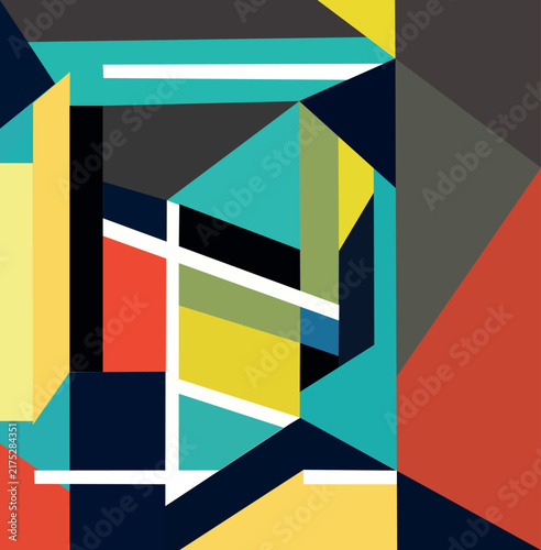 Bild auf Leinwand Abstract geometric seamless pattern background with colorful constructivist arch