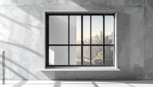 Contemporary window frame geometric shadow overlay isolated on transparent background