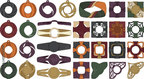 Bild auf Leinwand Halloween Traditional braided kippah vector collection, hand-stitched yarmulke a