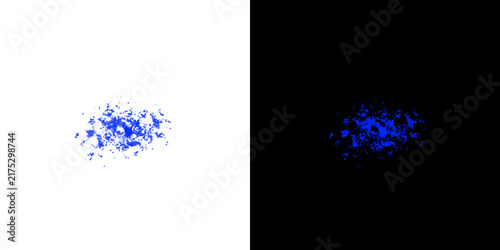 Abstract blue splash with transparent background and overlay effect on black for design.