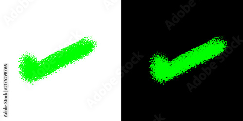 Green check mark symbol with transparent background and overlay effect on black for design.