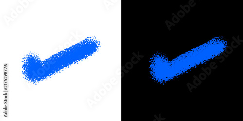Blue check mark illustration on transparent and black backgrounds, ideal for design, web, and UI projects.