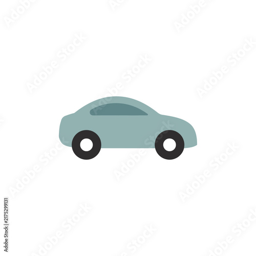 Pale blue vector car illustration on a white background simplified side profile with circular wheels automobile vehicle transportation