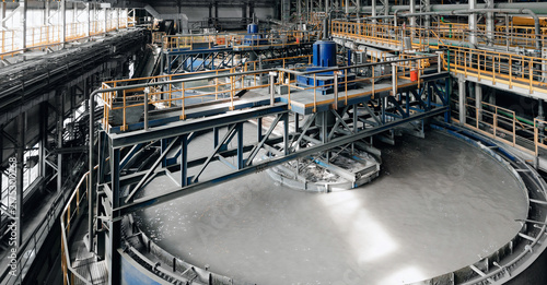 Obraz na plátně Process of obtaining magnetite concentrate from iron ore at processing plant, Fl
