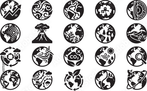 World Globe and Earth Solid Icon Collection