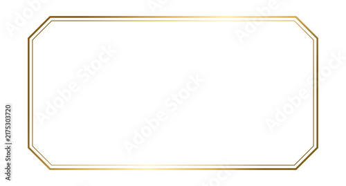Gold Gradient Double Line Cut Corner Rectangular Frame Isolated on Transparent Background