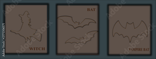 Halloween 2026 and 2027 Themed Witch and Bats Silhouette Art