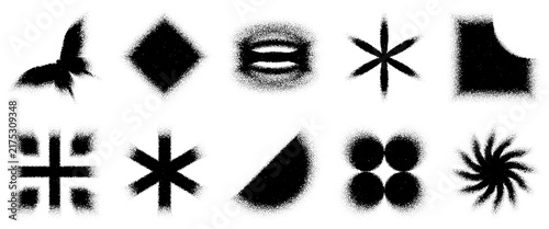 Foto Gradient logo of butterfly, blurred grainy texture and pattern of round dots