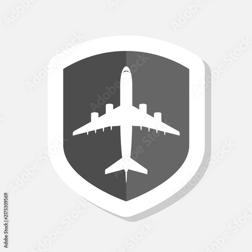 Air shield travel sign icon sticker isolated on gray background