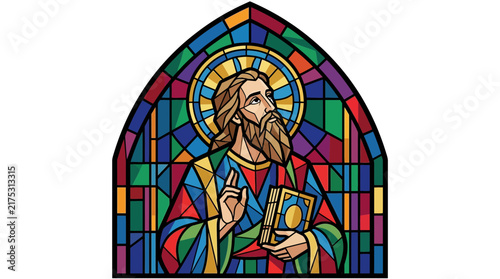 Bild auf Leinwand Jesus Christ Icon Stained Glass Style Illustration