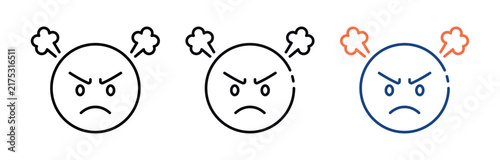 Foto Anger line icon multiple. Vector illustrations