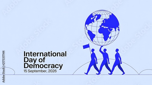 People carrying globe for international day of democracy