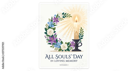Candle and Floral Wreath for Remembrance