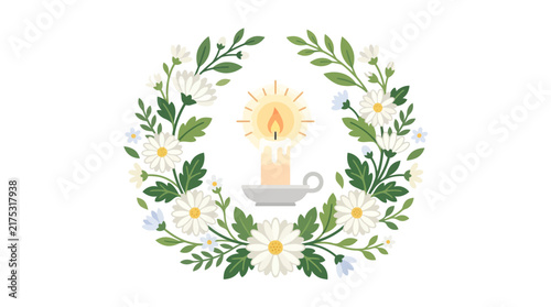 Candle in Floral Wreath