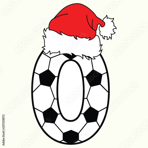 Christmas Soccer Ball Number Zero Vector Illustration