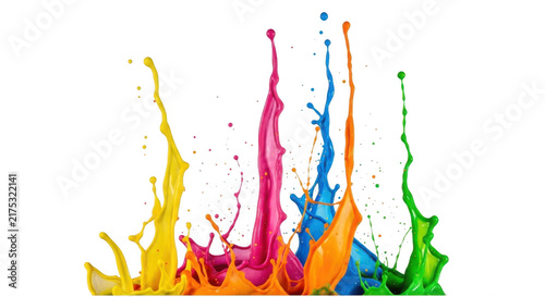 Colorful paint splash explosion isolated on transparent background