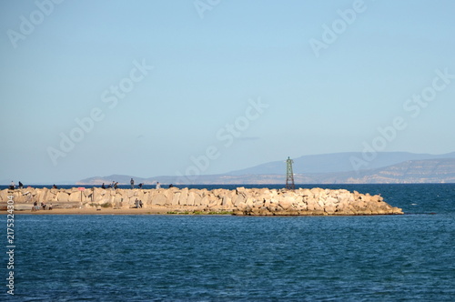 Принти на полотні Scenic coastal landscape and boats at the marina of Sidi Bou Said, Tunisia