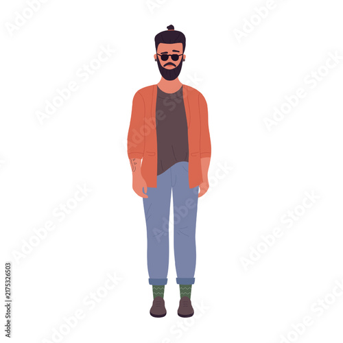 Canvastavla Standing pose of hipster man