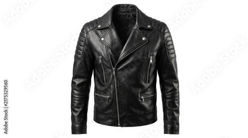 Obraz na płótnie Black leather motorcycle jacket isolated on transparent background