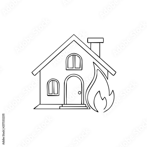 House Fire Insurance Thin Line Icon
