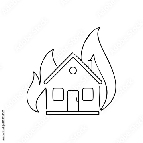 House Fire Insurance Thin Line Icon
