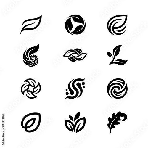 leaf abstract logo design collection
