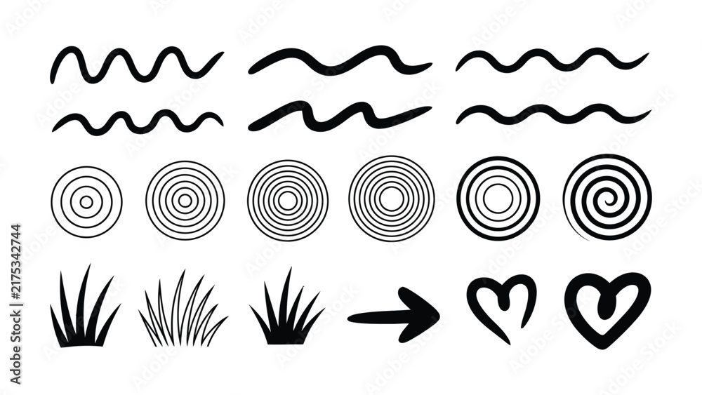 Fototapeta premium Black abstract vector icons transforming into hearts